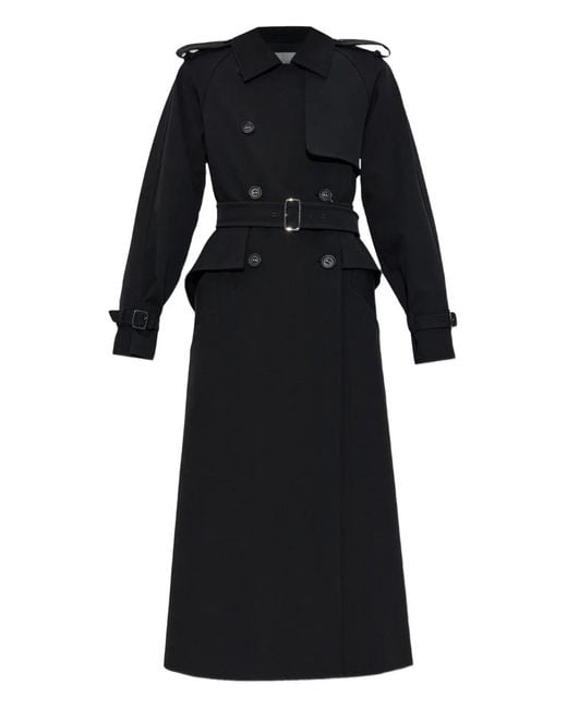 Max Mara Black Flavio Belted Peplum Trench Coat
