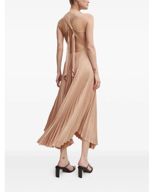Vestido largo Athena con pliegues A.L.C. de color Natural