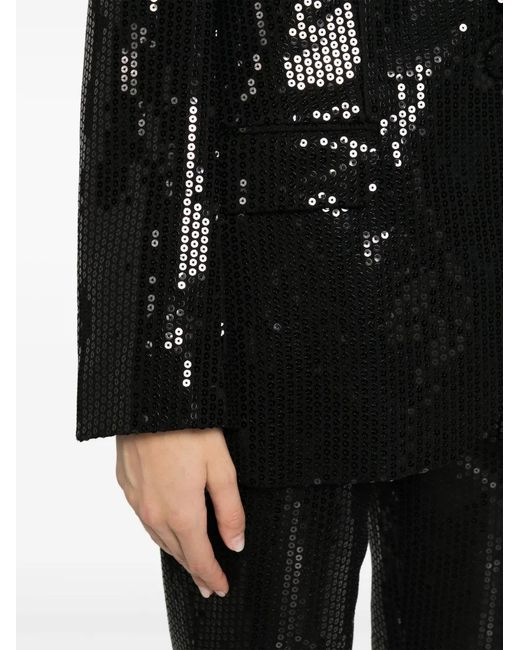 Zadig & Voltaire Black Vive Shawl-Lapel Sequin-Embellished Stretch-Woven Blazer