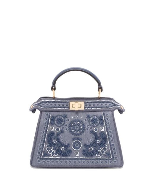 Fendi Blue Peekaboo Iseeu Denim Shoulder Bag