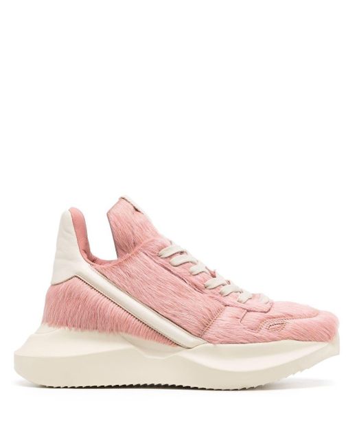 Rick Owens Geth Faux-fur Sneakers in Pink | Lyst