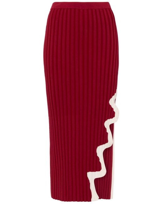 Jupe mi-longue à logo imprimé Ph5 en coloris Red