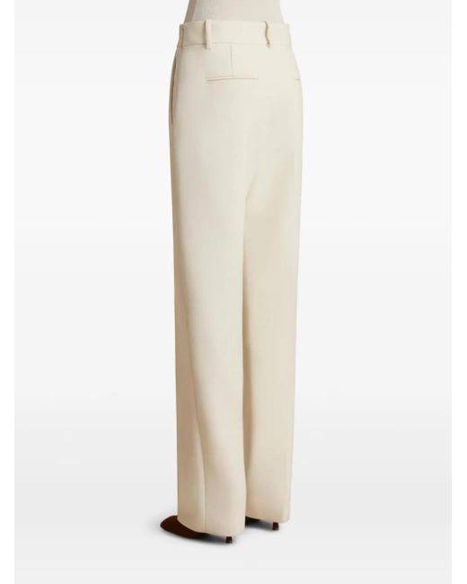 Khaite Natural Cambie Wool-Blend Straight-Leg Pants