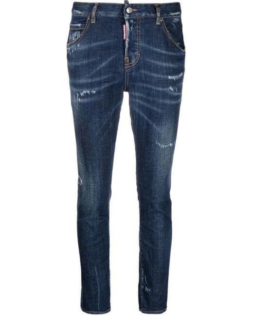 DSquared² Blue Mid-Rise Skinny Jeans