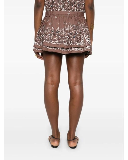 Maje バンダナプリント ショートパンツ Brown