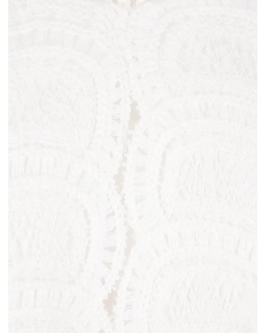 Raquel Diniz White Lace Bell-Sleeve Dress