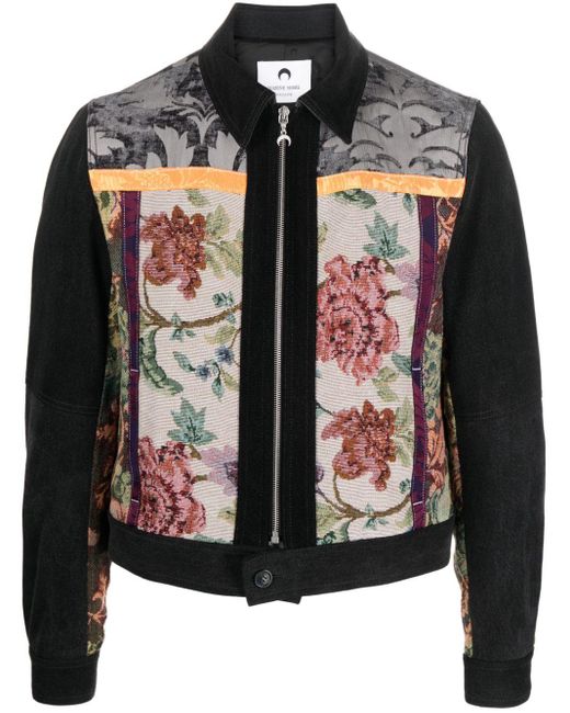 MARINE SERRE Black Regenerated Floral Tapestries Jacket