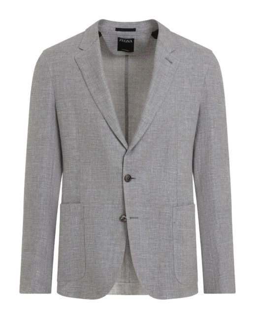メンズ Zegna リネンジャケット Gray