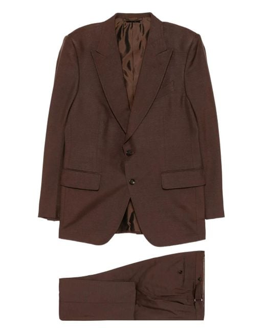 Tom Ford Brown Silk Single-Breasted Suit for men
