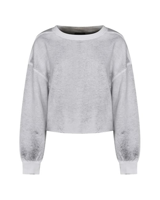 Thom Krom Gray Long-Sleeve Cropped Sweatshirt