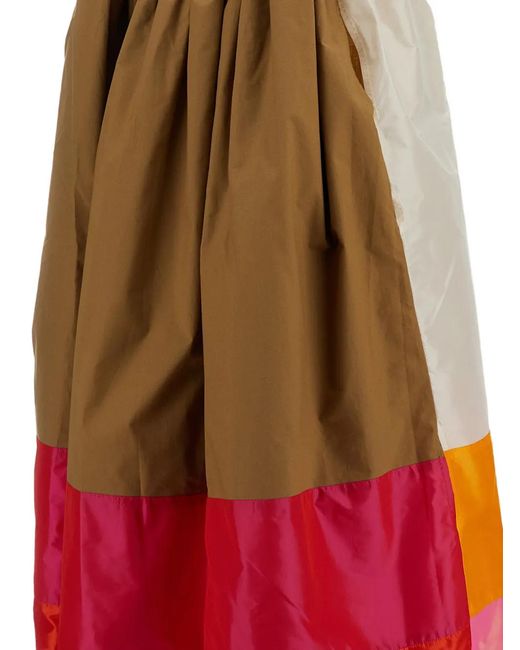Daniela Gregis Red Patchwork Midi Skirt