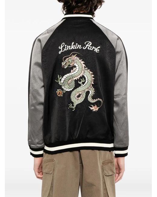 PEACE AND AFTER Black X Linkin Park Logo-Embroidered Jacket for men