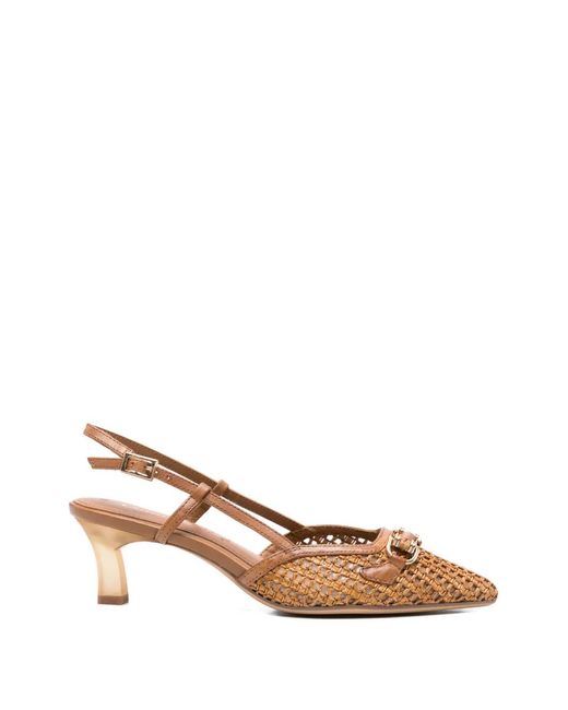 Tamaris Natural Woven Buckle Leather Pumps