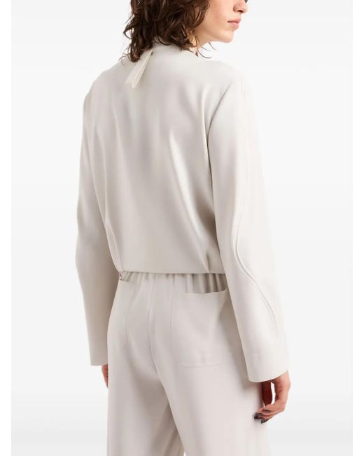 Giorgio Armani White Collarless Drop-Shoulder Jacket
