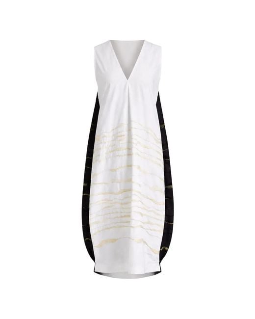 Liviana Conti White Beverly V-Neck Panelled Midi Dress