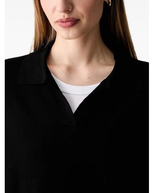 Karl Lagerfeld Black Logo-Embroidered Polo-Collar Sweater