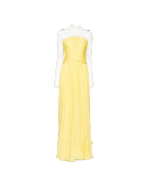 Zuhair Murad Metallic Strapless Draped Silk-Chiffon Gown