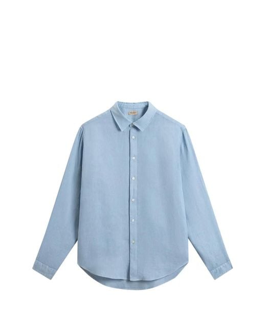 Woolrich Linnen Overhemd in het Blue voor heren