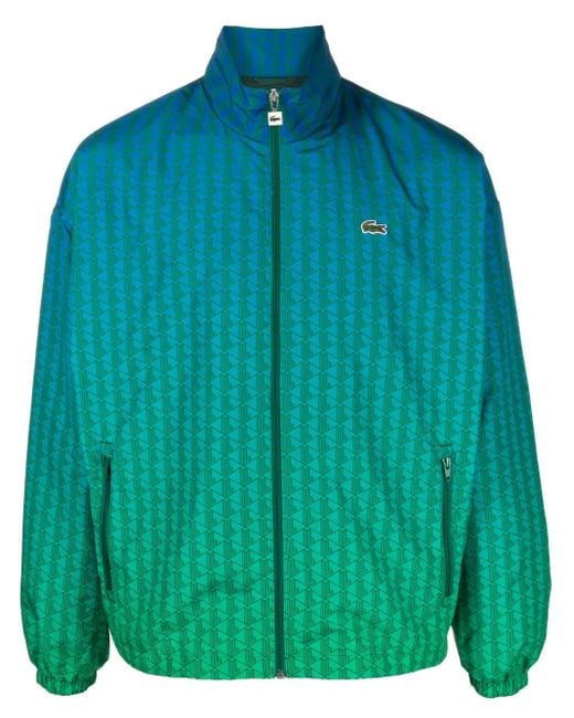 Lacoste Green Monogram-Jacquard Bomber Jacket for men