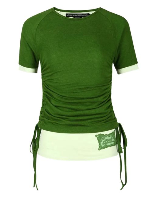 ANDERSSON BELL Green Drawstring-Detail Raglan-Sleeve T-Shirt