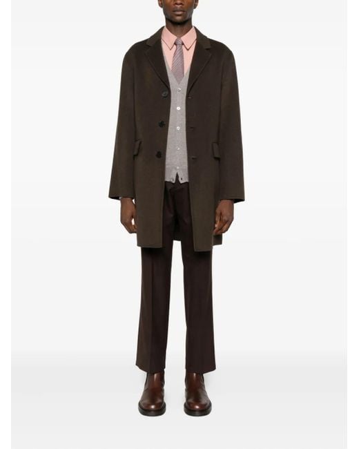 Amaranto Brown Single-Breasted Coat for men