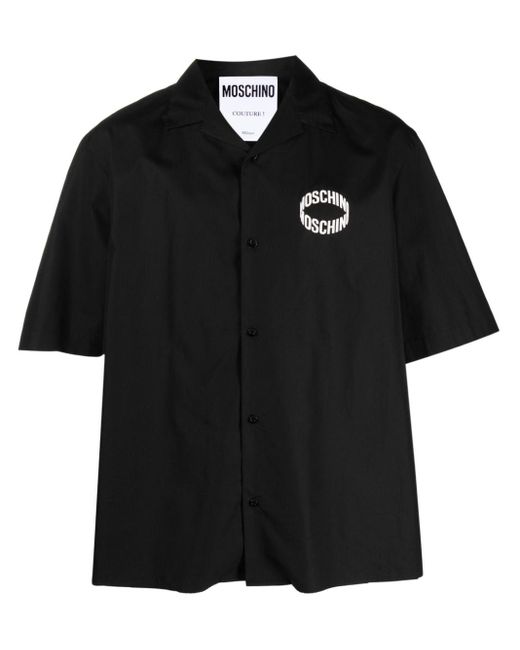 Camisa con logo estampado Moschino de hombre de color Black