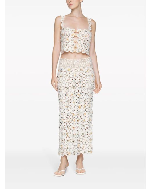 Agua Bendita Natural Arroyo Caracola Crochet-Knit Skirt