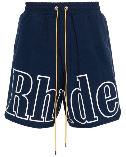 Rhude Bermuda Shorts Met Logoprint in het Blue voor heren
