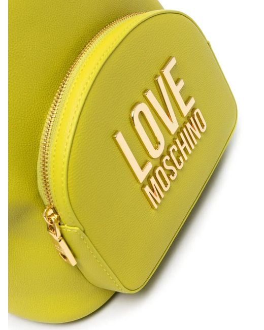 Love Moschino Yellow Logo-Plaque Zip Backpack