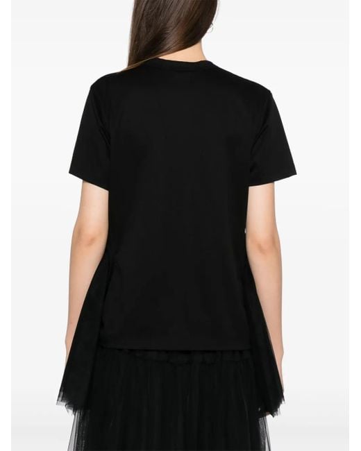 Noir Kei Ninomiya Black Tulle-Sleeved T-Shirt