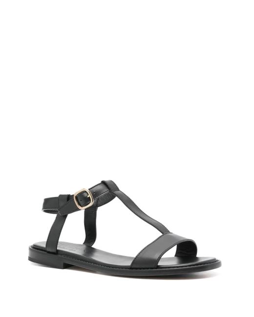Doucal's Black Buckle-Fastening Leather Sandals