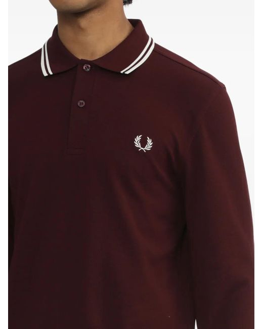 メンズ Fred Perry ロングスリーブ ポロシャツ Red