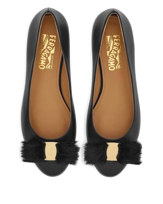 Ferragamo Black Vara Bow Ballet Flats