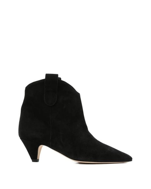 Anna F. Black Pointed Ankle Boots