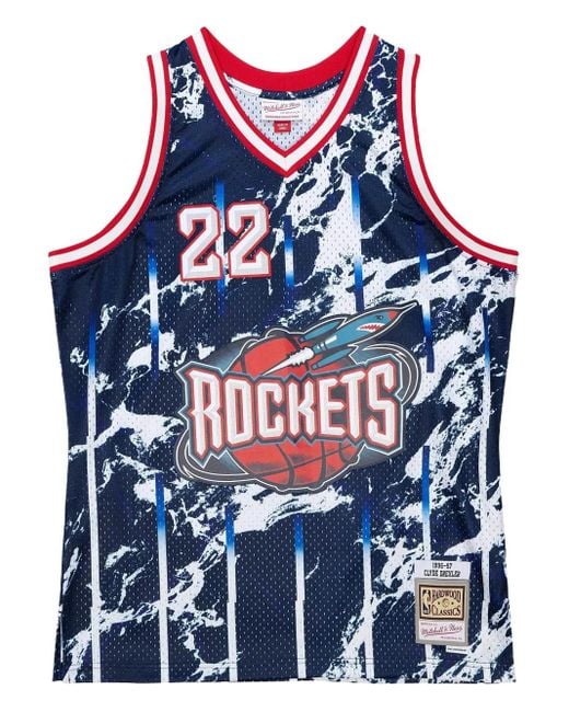 Mitchell & Ness Blue Clyde Drexler Nba Houston Rockets 1996 Marble Vest for men