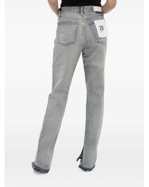 Re/done Blue Straight-Leg Split-Ankle Jeans