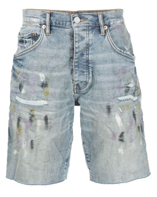 Purple Brand Paintsplatter Denim Shorts in Blue for Men Lyst