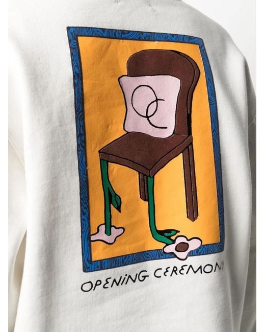 Opening Ceremony White Flower Chair Print Hoodie