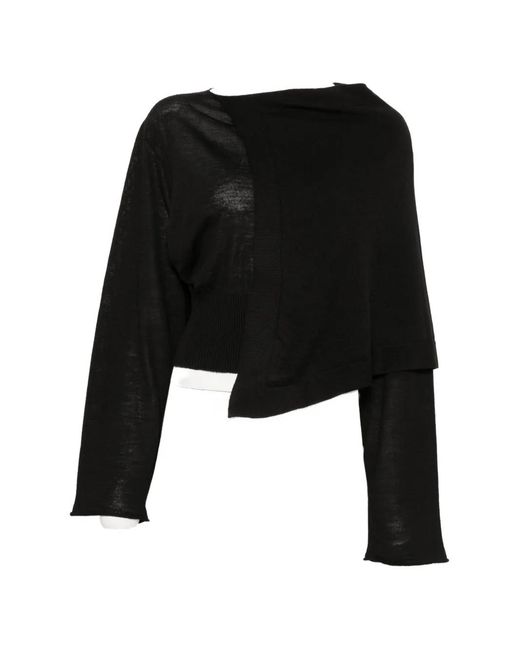 Rick Owens Black Asymmetric Draped Sweater