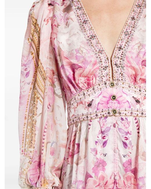 Camilla Pink Fresco Fairytale-print Silk Dress