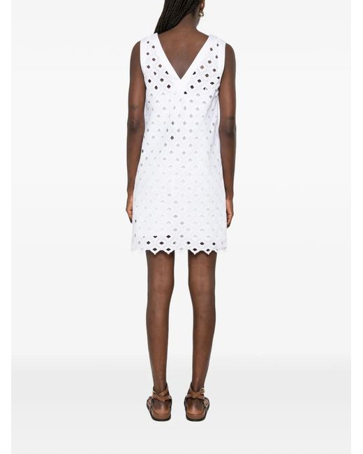 Max Mara White Broderie-Anglaise Sleeveless Mini Dress