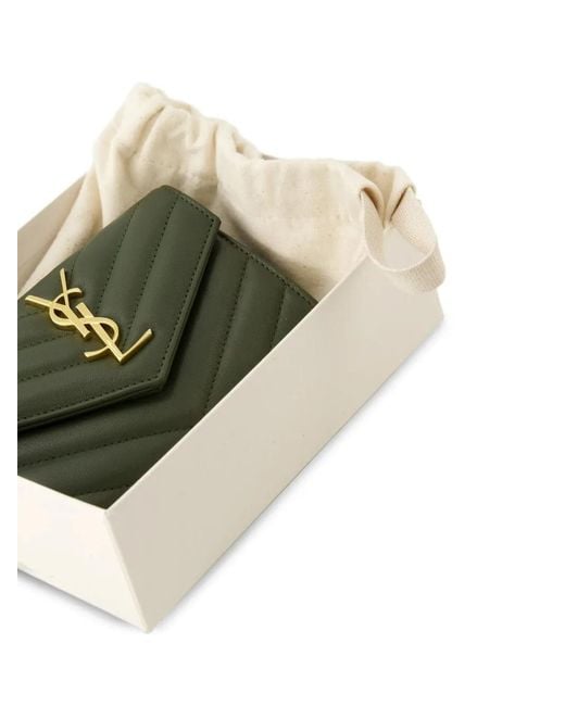 Saint Laurent Green Mini Envelope Wallet For