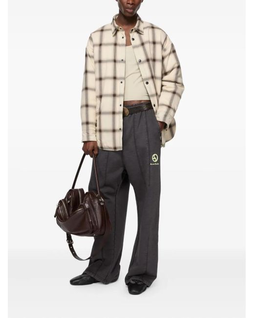 Acne Gray Logo-Print Elasticated-Waist Trousers