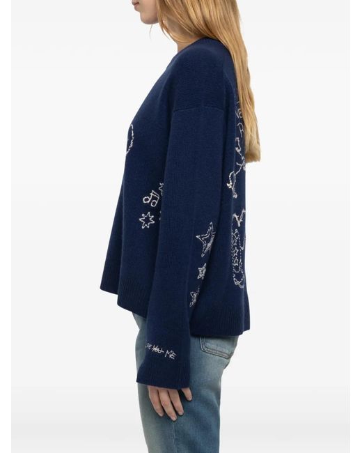 Zadig & Voltaire Blue Markuz Jumper 100% Cashmere