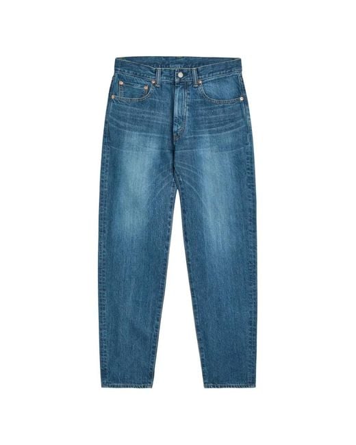 Blue Blue Japan Blue Faded-Wash Whiskered Jeans for men