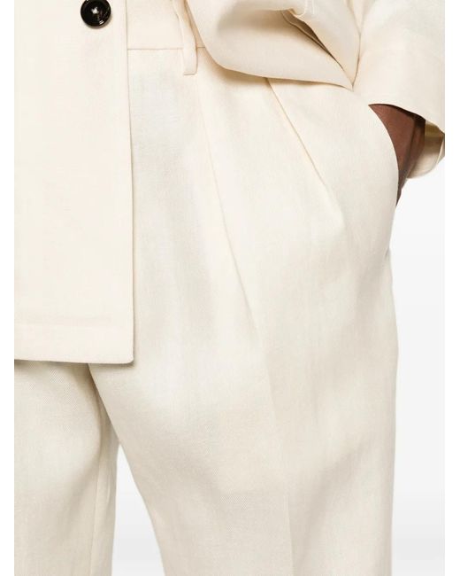 Tagliatore White Pleated Elasticated-Waistband Trousers for men