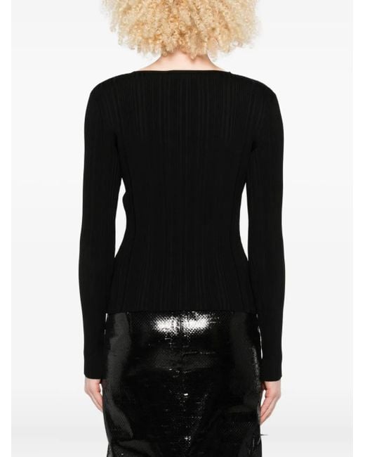 Self-Portrait Black Lace Trim Knit Top