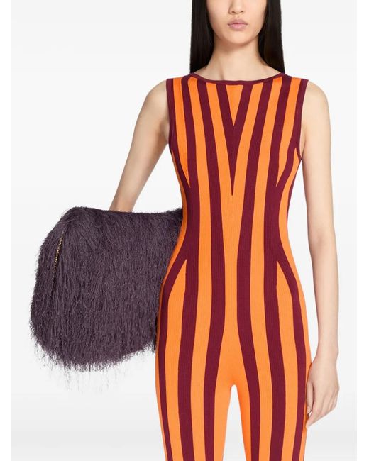 Dries Van Noten Orange Striped Knitted Jumpsuit