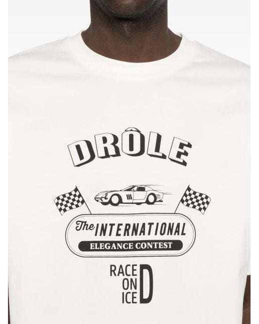 Drole de Monsieur White Graphic-Print T-Shirt for men