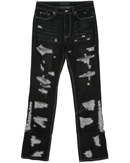 Who Decides War Black Gnarly Distressed-finish Jeans for men